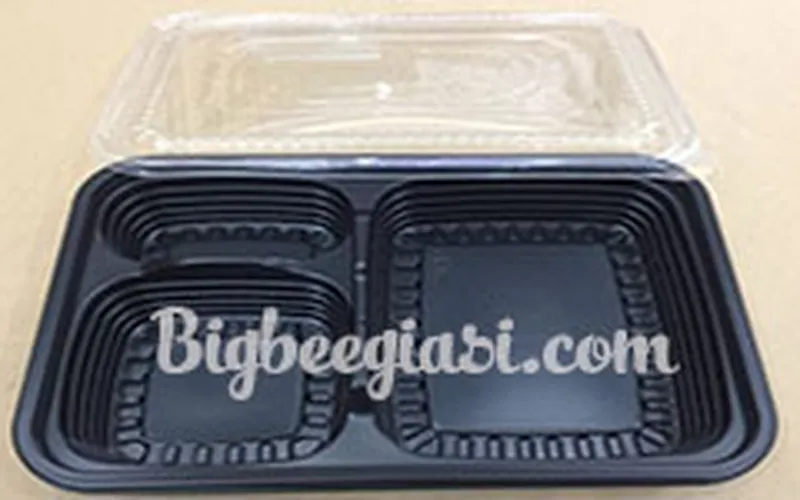 NHÀ CUNG CẤP  HỘP NHỰA ĐỰNG CƠM 3 NGĂN CÓ NẮP ĐẬY DÙNG 1 LẦN GIÁ RẺ