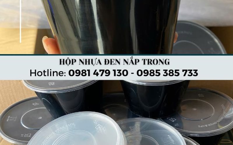 Cửa Hàng cung cấp hộp nhựa đen tròn 1000ml giá rẻ đựng thực phẩm nóng an toàn. 