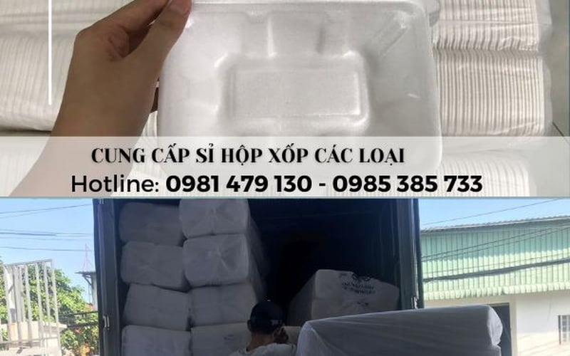 Kho tổng hộp xốp đựng cơm các loại, in logo theo yêu cầu 