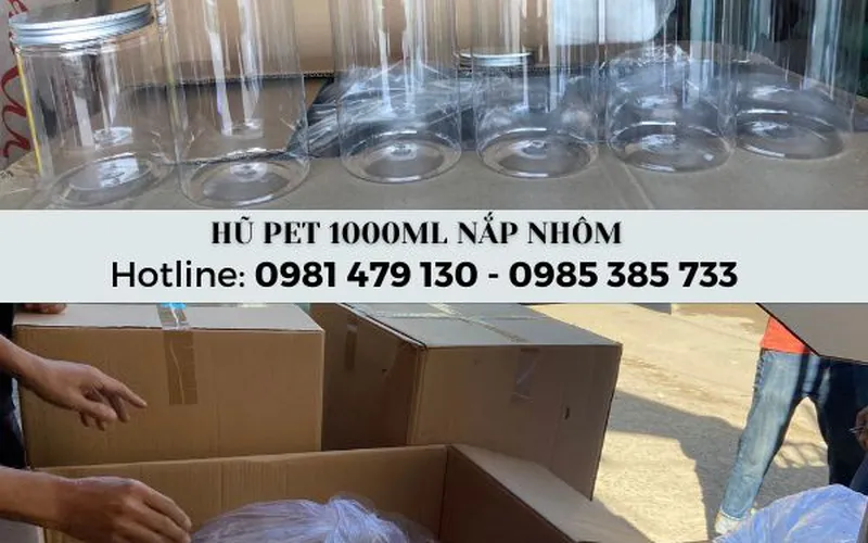 Hũ nhựa pet nắp nhôm vặn 1000ml  - Hủ đẹp đựng thực phẩm, đồ khô, đồ ăn vặt