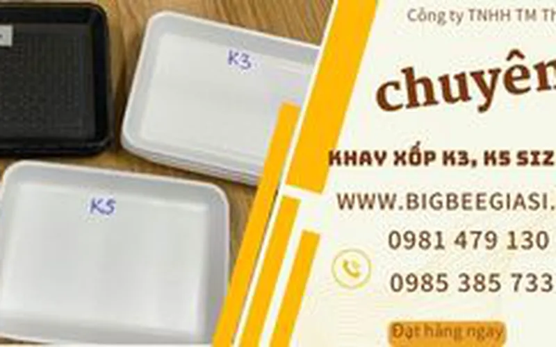 Khay xốp sọc K3, K5 cỡ lớn đựng thịt, trái cây cắt sẵn