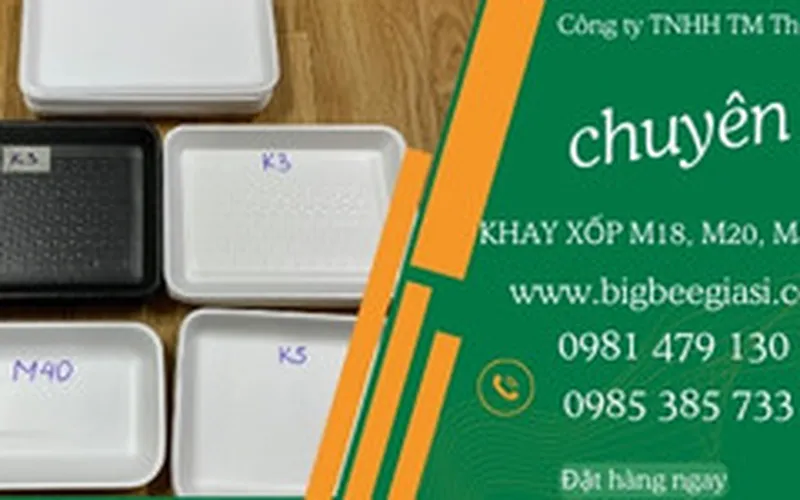 Khay xốp M18, M20, M40, K3 loại lớn đựng thịt, sầu riêng tách múi