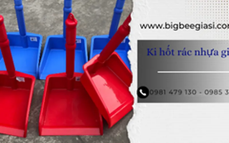 Ky hốt rác cán dài bằng nhựa cao 60cm, cứng cáp, bền bỉ