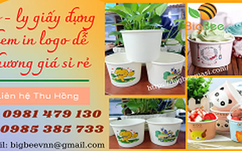 Tô giấy, ly giấy đựng kem in logo giá rẻ tại TPHCM