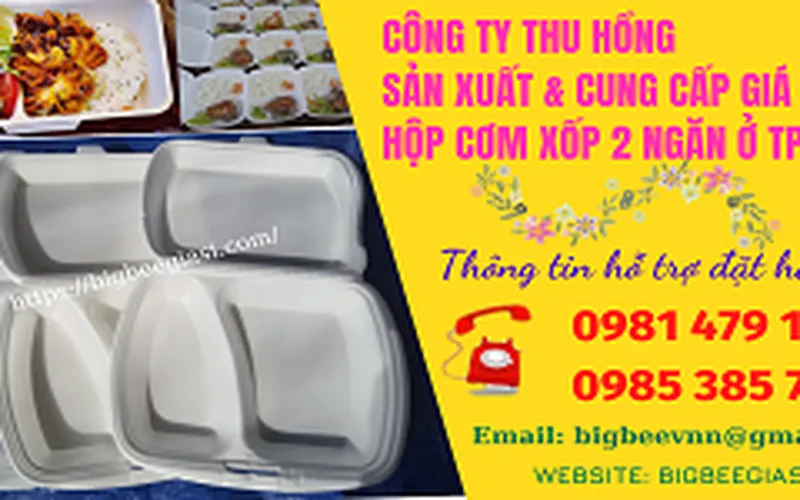 Sản xuất và cung cấp giá rẻ hộp cơm xốp 2 ngăn ở HCM