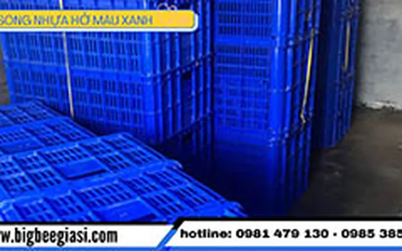 Sóng nhựa hở (sọt nhựa) màu xanh giá rẻ, siêu bền đựng trái cây hàng hóa