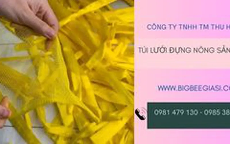 Túi lưới đựng củ, quả, hành tỏi màu vàng
