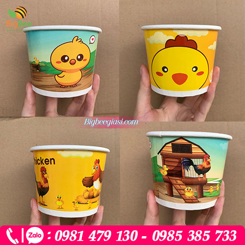 Tô giấy in sẵn hình họa tiết dễ thương đựng cháo dinh dưỡng, súp, chè cho bé Tô giấy in sẵn hình họa tiết dễ thương đựng cháo dinh dưỡng, súp, chè cho bé