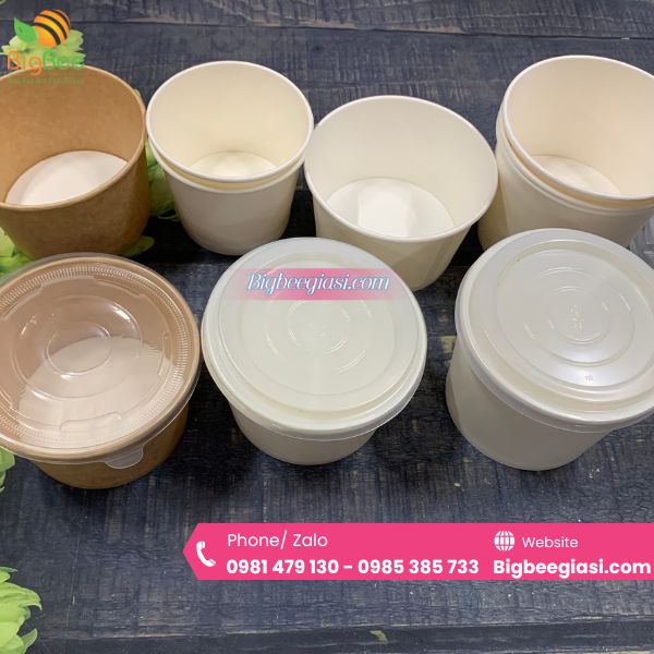 Tô giấy đựng thức ăn mẫu giấy nâu kraft - giấy trắng Tô giấy đựng thức ăn mẫu giấy nâu kraft - giấy trắng