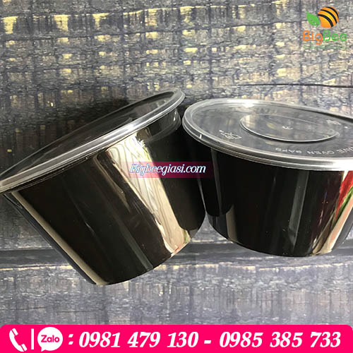 Tô nhựa 750ml màu đen có nắp đậy Tô nhựa 750ml màu đen có nắp đậy
