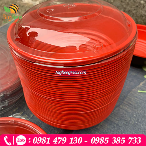 Tô nhựa PP đỏ đen đựng thức ăn nóng Tô nhựa PP đỏ đen đựng thức ăn nóng