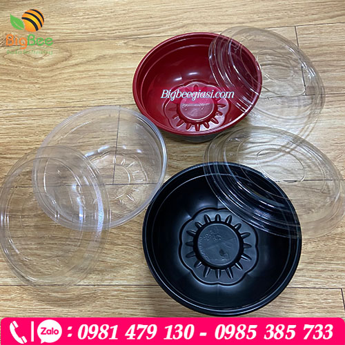 Tô nhựa đỏ, đen, trắng bông mai có nắp dùng 1 lần Tô nhựa đỏ, đen, trắng bông mai có nắp dùng 1 lần