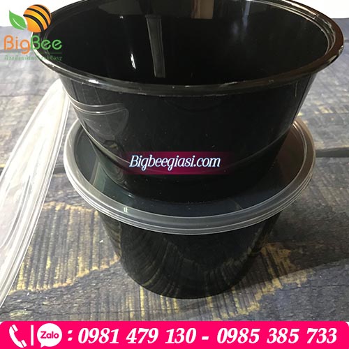 Tô nhựa màu đen đựng thực phẩm mang đi tiện lợi