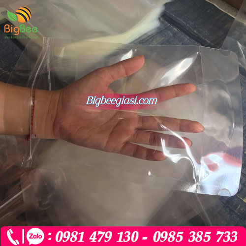 Túi zip đáy đứng 2 mặt trong suốt Túi zip đáy đứng 2 mặt trong suốt