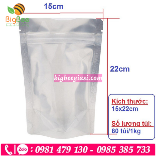 Túi zipper bạc kích thước 15x22cm