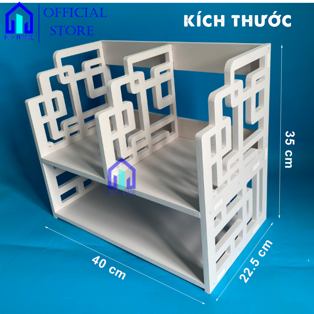 Kệ sách để bàn cho văn phòng, màu trắng sang trọng, mẫu mới hiện đại