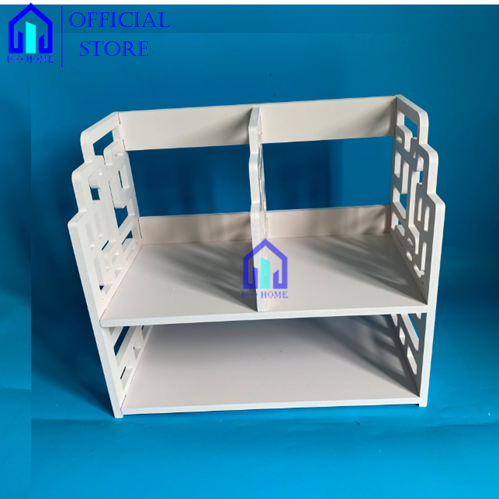 Kệ sách để bàn cho văn phòng, màu trắng sang trọng, mẫu mới hiện đại