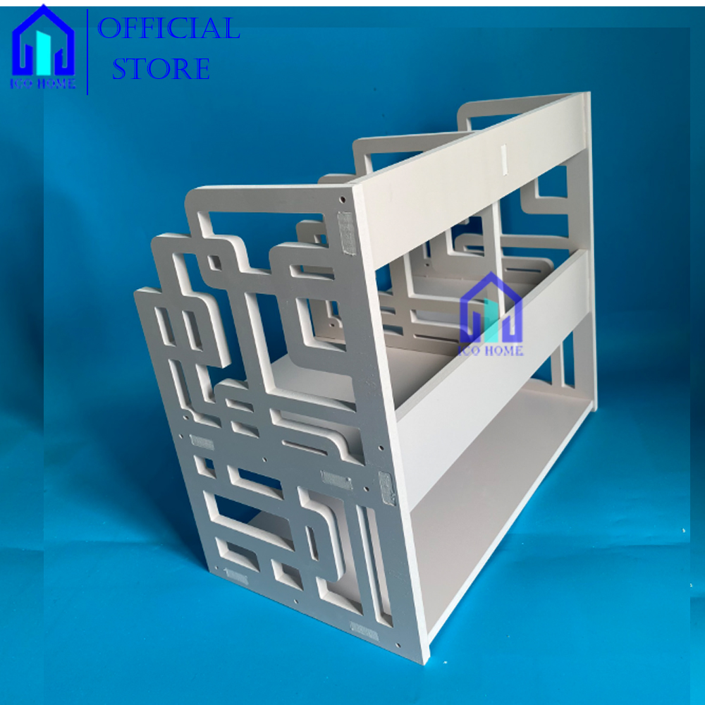 Kệ sách để bàn cho văn phòng, màu trắng sang trọng, mẫu mới hiện đại
