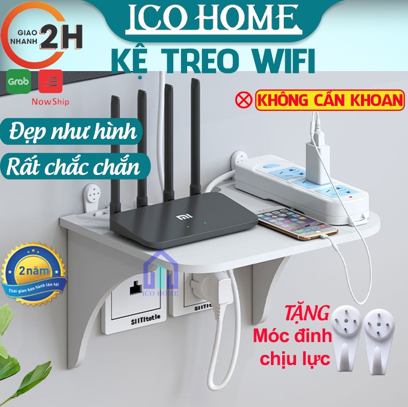 Kệ wifi treo tường kiểu mới đơn giản không cần khoan, tặng ...