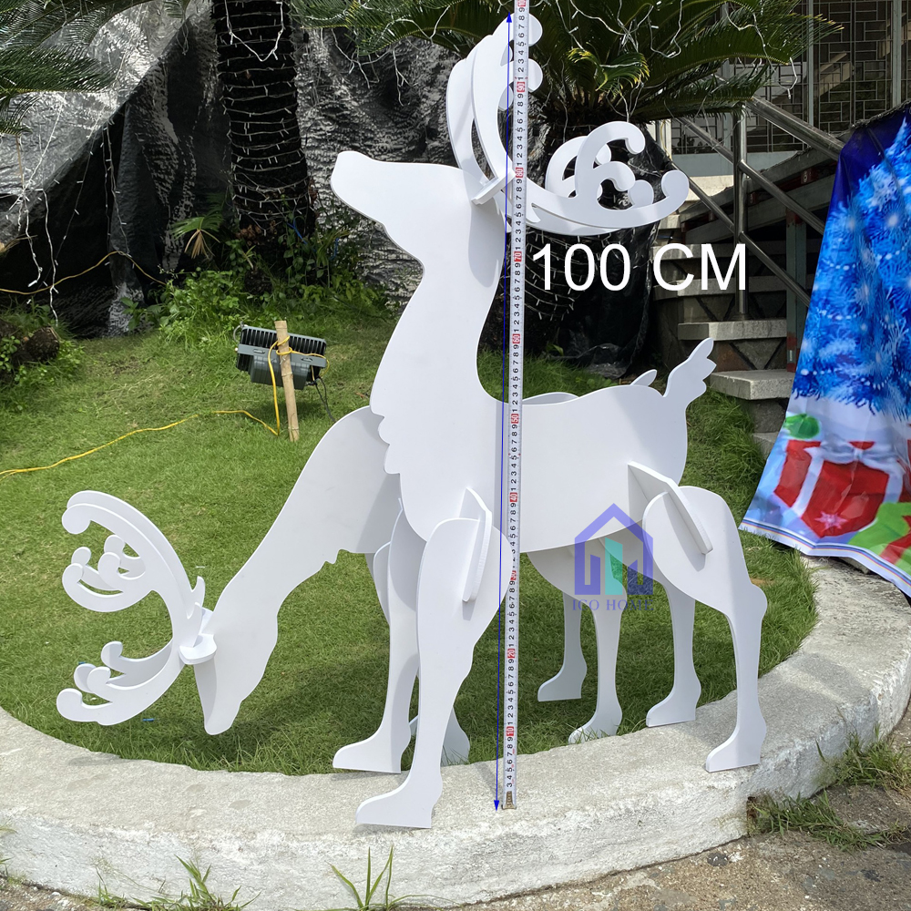 Set 2 con tuần lộc lớn bằng gỗ trang trí Noel