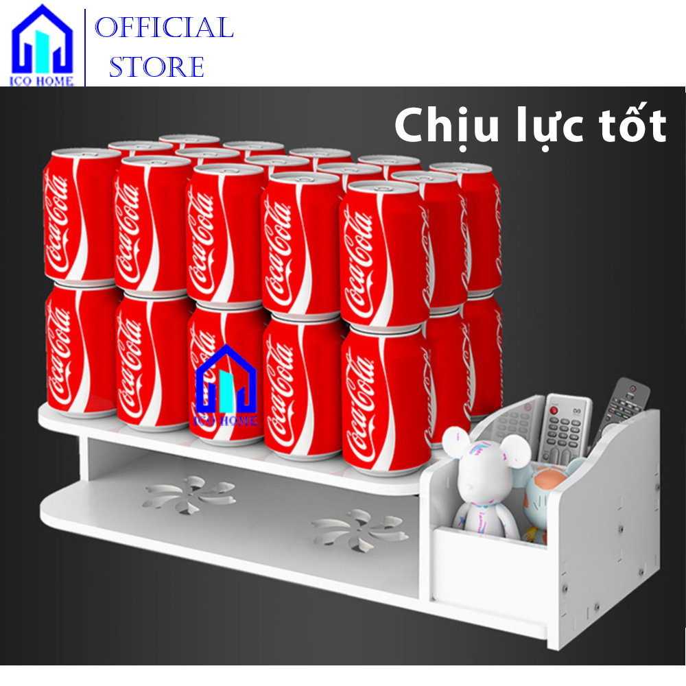 Kệ wifi treo tường 2 tầng có khay đựng remote | KHÔNG CẦN KHOAN