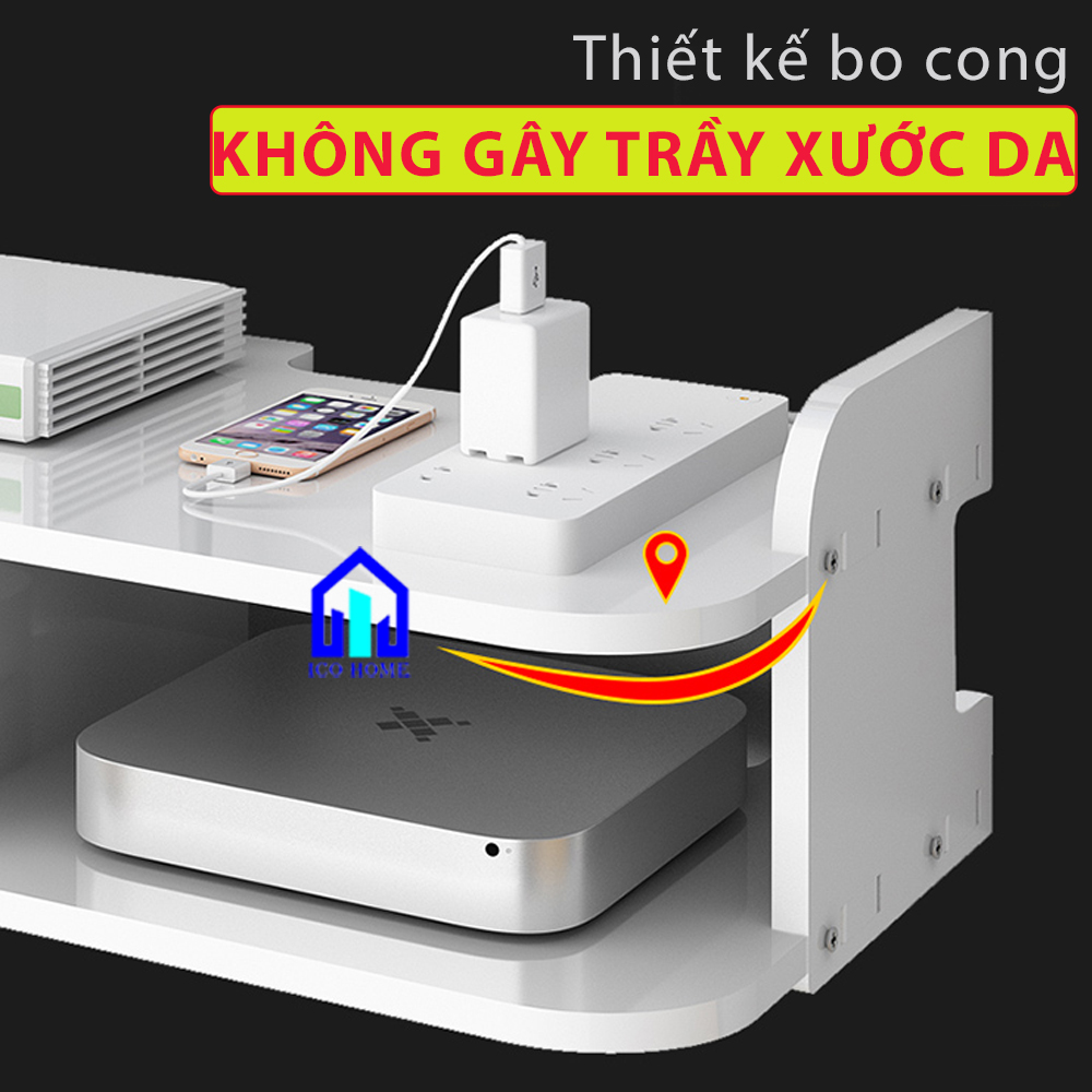 Kệ wifi treo tường 2 tầng có khay đựng remote | KHÔNG CẦN KHOAN