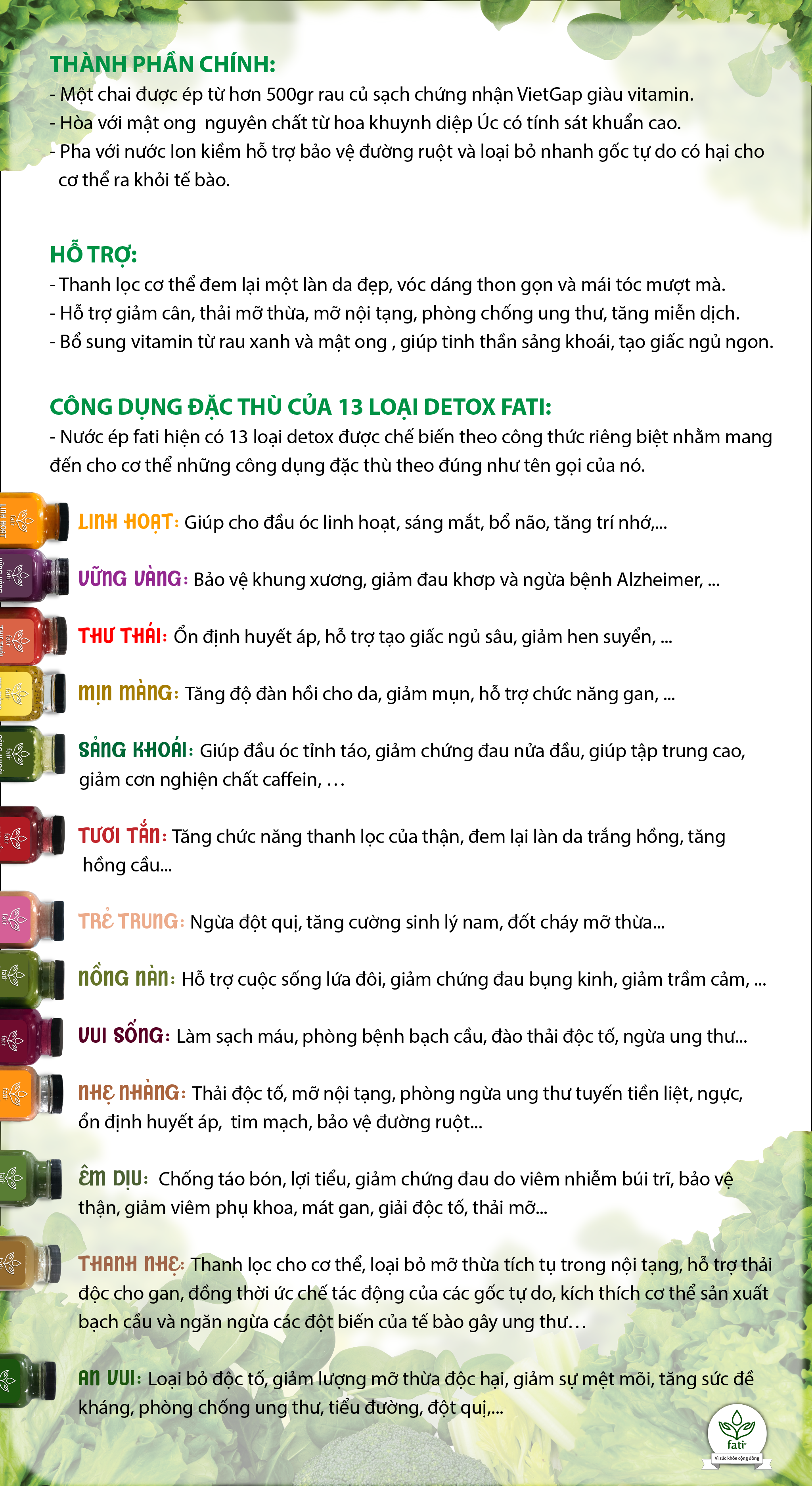 13 Loại nước ép detox fati