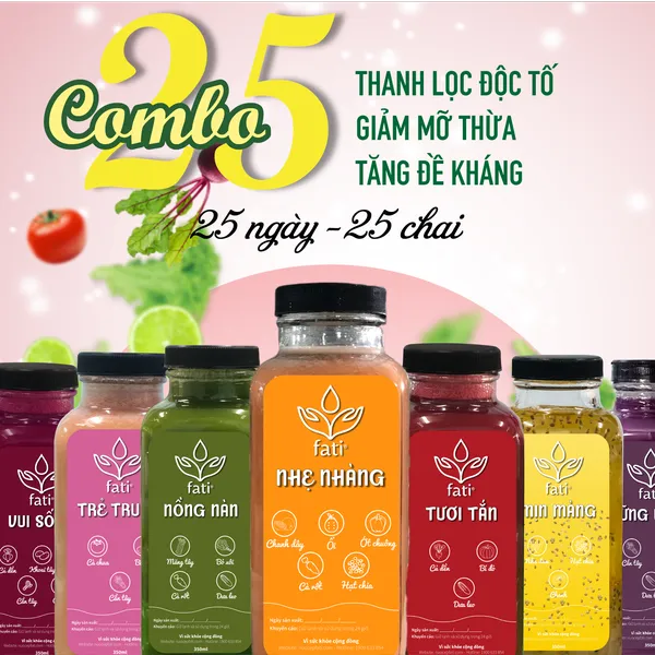 Nước ép detox fati - COMBO25 - Thanh Lọc Độc Tố, Giảm Mỡ Thừa, Tăng Đề Kháng 