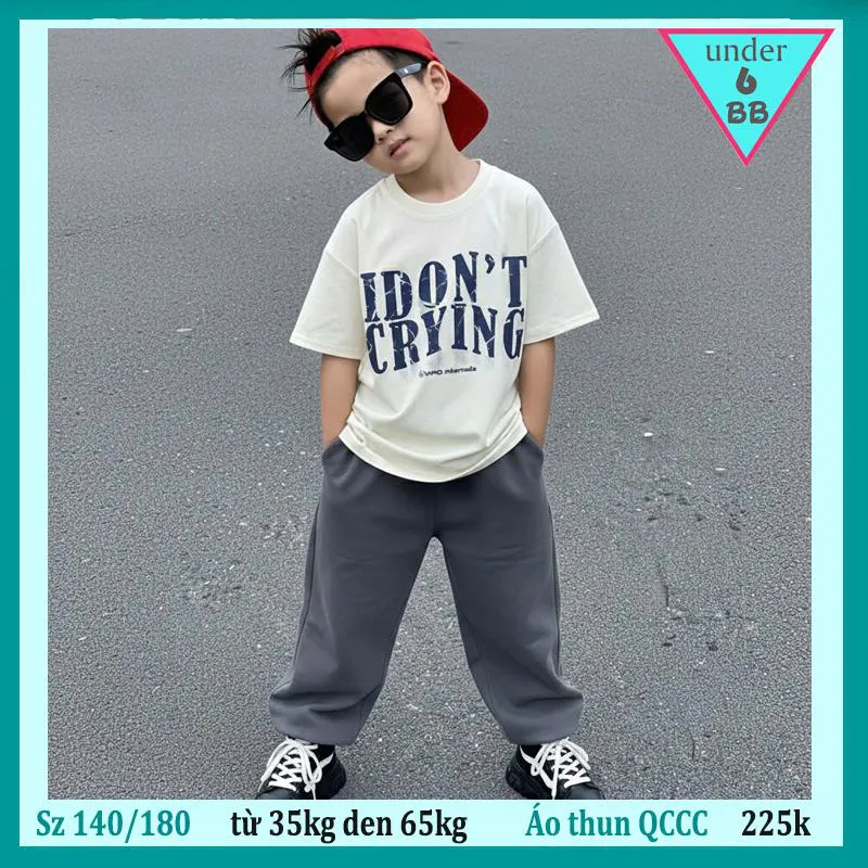 Áo thun bé trai cao cấp in chữ I DON'TCRING phong cách hàn quốc cực cá tính cho bé diện đi chơi , du lịch