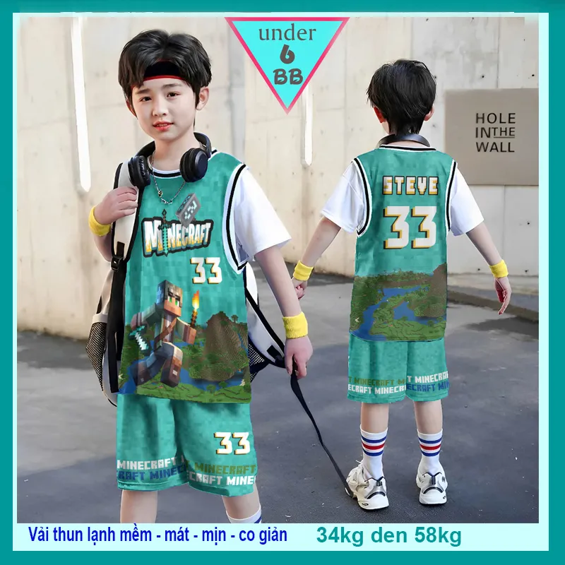 Đồ bộ thun lạnh cho bé in 3D hình Minecraft thiết kế theo phong cách thể thao cực cá tính