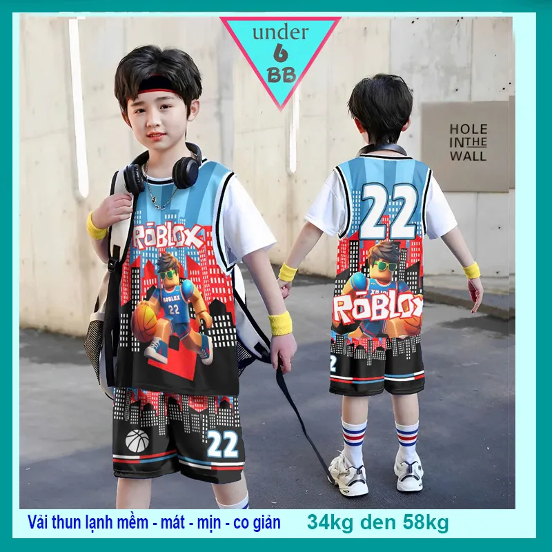 Đồ bộ thun lạnh cho bé in 3D hình Roblox thiết kế theo phong cách thể thao cực cá tính