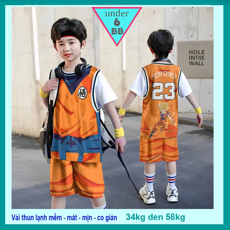 Đồ bộ thun lạnh cho bé in 3D hình Songoku thiết kế theo phong cách thể thao cực cá tính