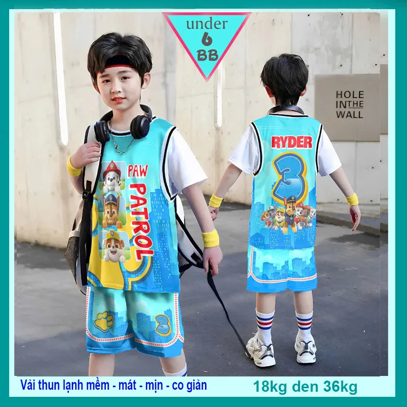 Đồ bộ thun lạnh cho bé in 3D hình Đội Chó Cứu Hộ thiết kế theo phong cách thể thao cực cá tính