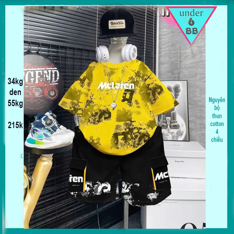 Quần áo bé trai in chữ Mclaiten phối màu loang phong cách cực ngầu cho bé đi chơi , đi học