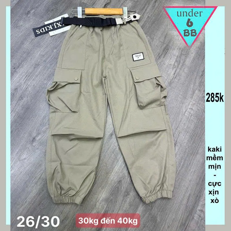Quần kaki dài bé trai jogger túi hộp (30kg đến 40kg )
