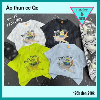 Áo thun bé trai cao cấp in họa tiết chữ Minion màu loang cá tính cho bé đi chơi , đi học