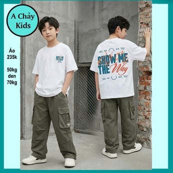 Áo thun bé trai cotton in chữ Show Me The Way phong cách cá tính cho bé đi chơi , đi học