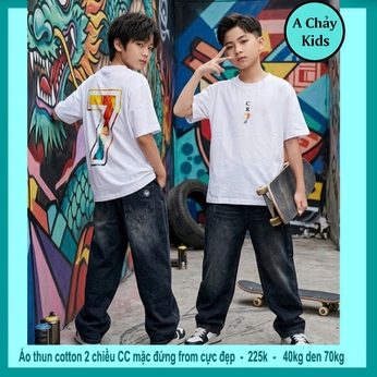 Áo thun cotton bé trai in Crr 7 phong cách cực cá tính cho bé lớn diện đi chơi, đi du lịch