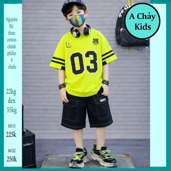 Đồ bộ bé trai hiphop in số 03 phong cách hàn quốc cá tính cho bé đi chơi , đi học