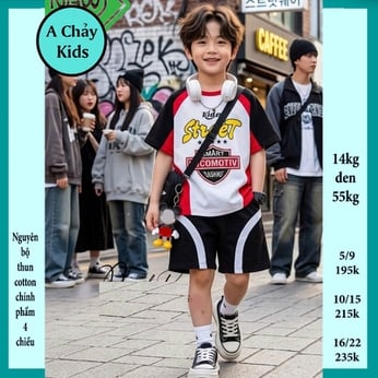 Đồ bộ bé trai hiphop in chữ Street phong cách cá tính cho bé diện đi chơi , đi học