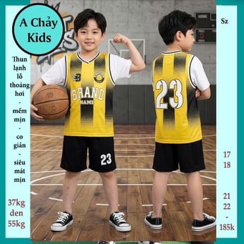 Đồ bộ bé trai thun lạnh thể thao in số 23 phong cách bóng rổ cho bé diện đi chơi , đi học