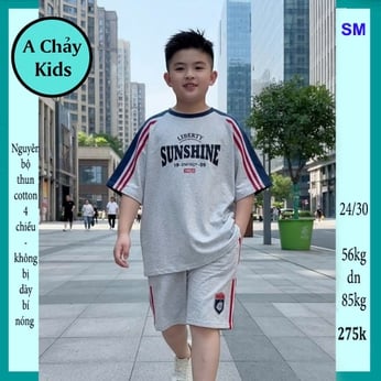 Quần áo bé trai size lớn in chữ SUNSHINE phong cách cá tính cho bé đi chơi , đi học