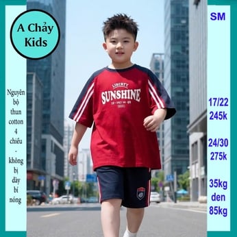 Quần áo bé trai size lớn in chữ SUNSHINE phong cách cá tính cho bé đi chơi , đi học