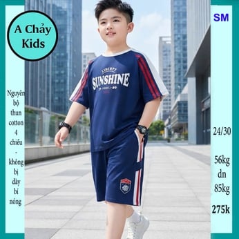 Quần áo bé trai size lớn in chữ SUNSHINE phong cách cá tính cho bé đi chơi , đi học