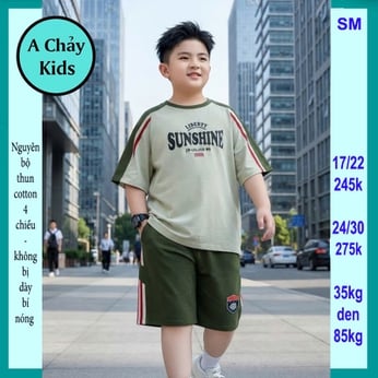 Quần áo bé trai size lớn in chữ SUNSHINE phong cách cá tính cho bé đi chơi , đi học