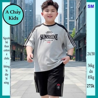 Quần áo bé trai size lớn in chữ SUNSHINE phong cách cá tính cho bé đi chơi , đi học