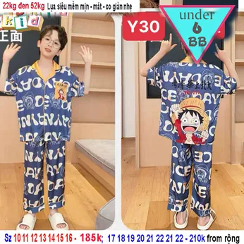 Đồ bộ pijama cho bé tay ngắn quần dài in họa tiết nhân vật Anime cho bé mặc ngủ