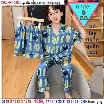 Đồ bộ pijama cho bé tay ngắn quần dài in họa tiết hoạt hình dễ thương cho bé mặc ngủ