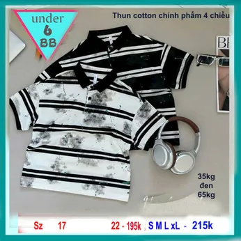 Áo polo bé trai ( trắng ) in sọc phối vệt sơn phong cách cá tính cho bé diện đi chơi ,đi học