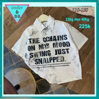 Áo sơ mi bé trai tay ngắn in chữ phong cách cá tính cho bé diện đi biển , du lịch